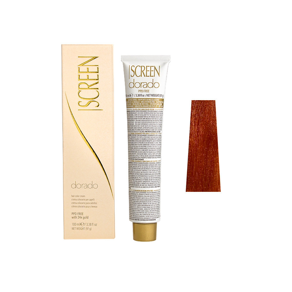 Крем-фарба для волосся перманентна з 24-каратним золотом SCREEN Dorado 7RR (7.44) Deep Сopper Вlonde, 100 ml - 1